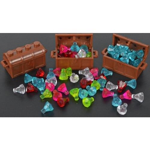 Diamonds Crystal city Accessories Bricks Building Block Jewlery Box Gem Precious Stone Caribbean Pirate Figure Treasure Toy