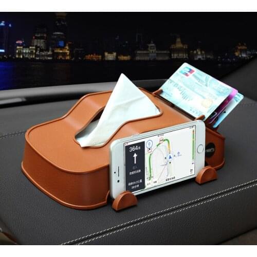 Car Tissue Box Car Accessories Portable Multi-function Car Model Tissue Holder Box Cover Phone Holder Car Styling