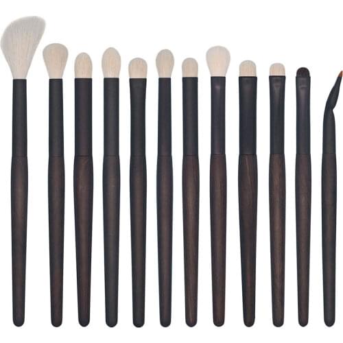 B98 Professional Handmade Makeup Brush Set 12pcs Soft Saibikoho Goat Hair Eye Shadow Blending Brush Ebony Make Up Brushes Kit