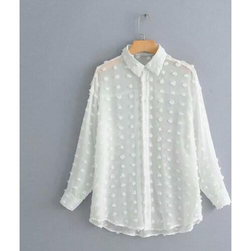 NEW Womens White Blue Blouses Shirts Oversized Long Sleeve V Neck Shirt Top Blouse S/M/L/XL