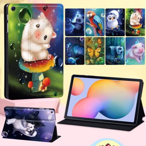 Tablet Case for Samsung Galaxy Tab S6 Lite 10.4" P610/P615 Shockproof Cute Animal Series Flip Leather Cover Case + Free Stylus