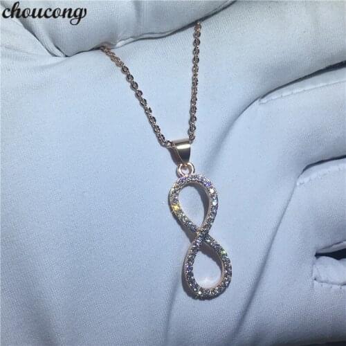 Choucong Eight shape Cross Pendants 5A Zircon Cz Real 925 Sterling silver Wedding Pendant with Necklace for women Birthday Gift