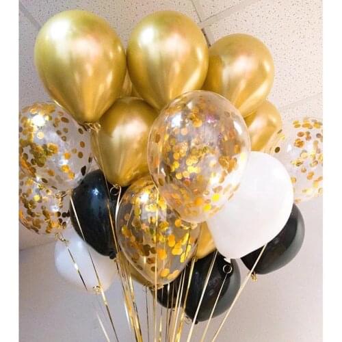 15pcs Metal Chrome Gold Silver Balloons Confetti Set Birthday Party Wedding Decorations Christmas New Year Decor Helium Globos