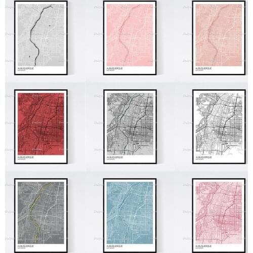 Albuquerque Map Nordic Retro Minimalism Painting Posters and Prints on Canvas Wall Art Modular Pictures Home Decor Unique Gift