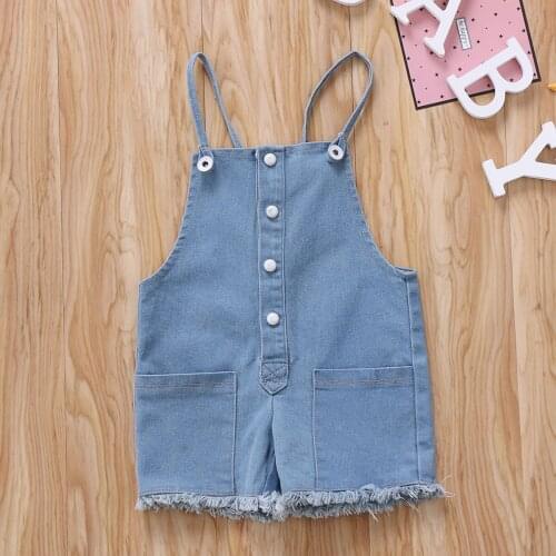 Emmababy Newest Fashion Newborn Baby Girl Clothes Denim Strap Tassels Romper Jumpsuit One-Piece Outfit Sunsuit