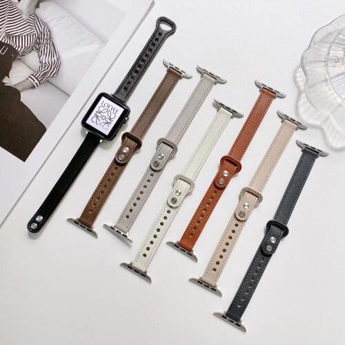 Leather loop for iWatch 40mm 44mm Sports Strap for Apple watch 42mm 38mm Series 1 2 3 4 5 6 se High Quality Wrist Belt Bracelet