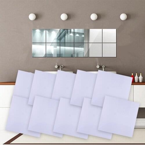 LETAOSK 10pcs Flexible Stick-On Squares Mirror Sheet Self Adhesive Self Adhesive Decor Wall Tile 15x15cm Mirror Paste Home Decor