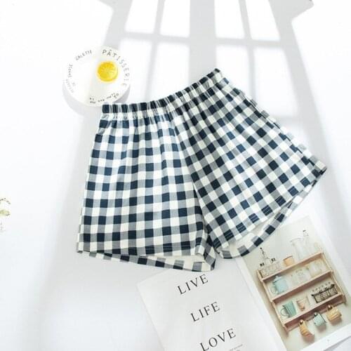Summer Pajamas Sweet Japanese Style Plaid Women Home Pants Korea Casual Cotton Shorts Loose Wear Sleep Pants Plus Size Homewear