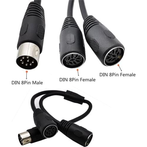 MIDI DIN 8-Pin Splitter Y cable Adapter 8-Pin male to 2 female cable 0.3m