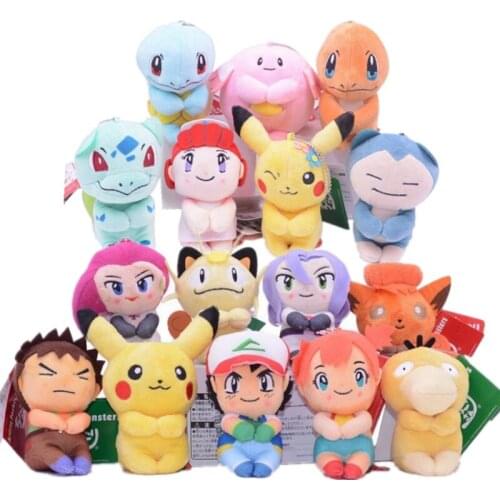 Pokemon Anime Pikachu Charmander Squirtle Bulbasaur Cute Plush Doll 10CM Brock Misty Ash Ketchum Plush Toy Kids Holiday Gift