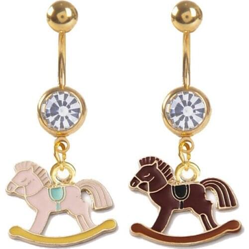 12pcs/lot Cute Hobbyhorse Belly Ring Enamal Belly Bars Romantic Belly Ring Piercing Ombligo