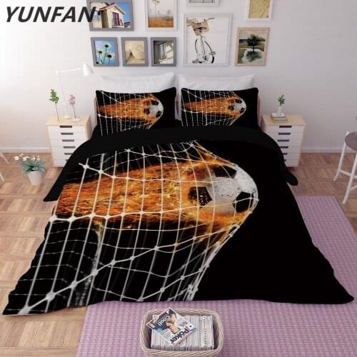 Fashion Bedding Sets 3pcs 3D Duvet Cover sets Pillow Cases EU/UK/US single Queen King black white Football outbreaks bedclothes