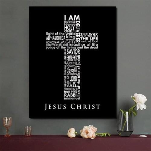 "Names of Jesus In Cross"-Bible Wall Art Wall Print Modern Typographic Art Home-Office-Church Décor. Beautiful Christian Gift