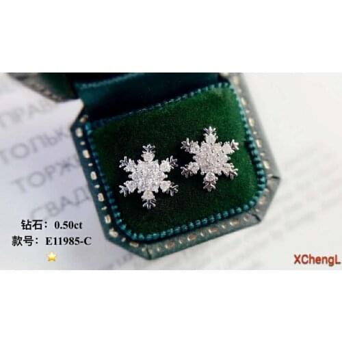 2020 New Fashion 18K （AU750） Real Gold Snow-style Diamond Earrings Jewelry for Women&Gift&Wedding