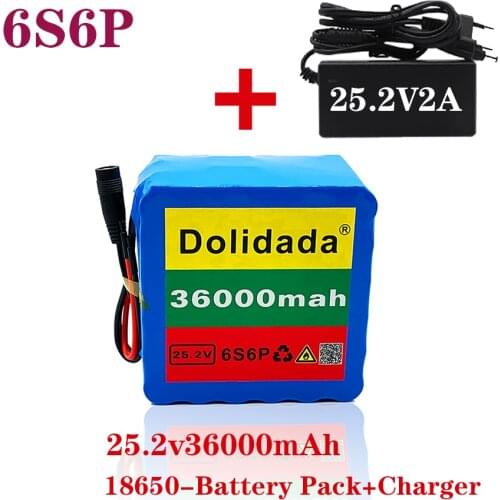 2021 new 6s6p lithium battery 25.2v 36000mah bicycle lithium ion battery pack 350W electric bicycle 250W motor + 2A charger