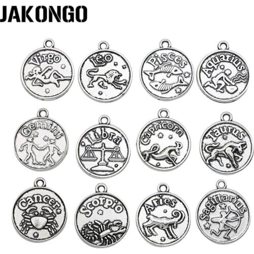 JAKONGO Antique Silver/Bronze Plated Constellation Charm Pendants for Jewelry Accessories Making Bracelet Findings DIY 20x18mm