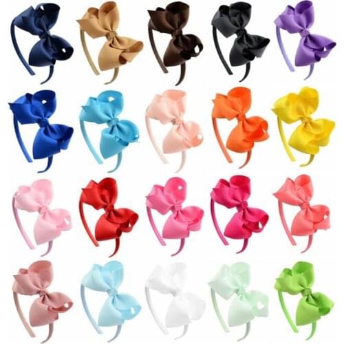 4 inch Children Girls Lovely Hair Bow Hairband Hair Accessories Kids Solid Color Simple Festival Bow Ties Headwear Wholesale