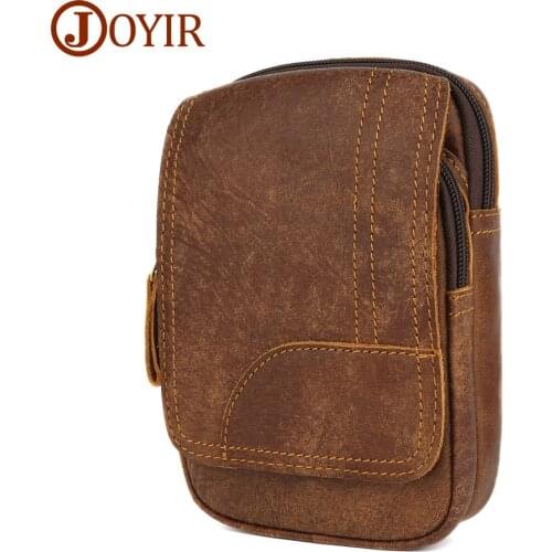 JOYIR Genuine Leathe Mens Belt Bag Waist Pack Male Vintage Cigarette Case Bum Bag Fanny Pack Casual Cowhide Waist Bag New