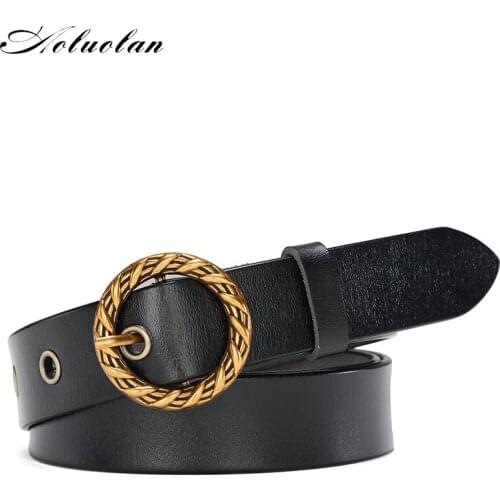 Women Belt Leather Belts for Ladies Casual Black White orange Red Pin Buckle Female Party Dress Belts For Jeans