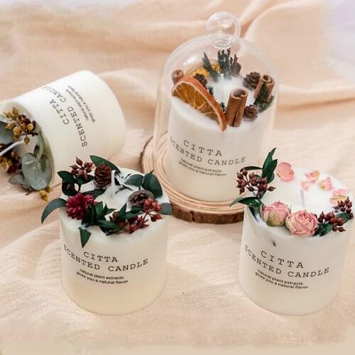 Christmas Pine Cone Flowers Scented Candles Soy Wax Aromatherapy Candle Romantic Pillar Candle Christmas Decorations For Home