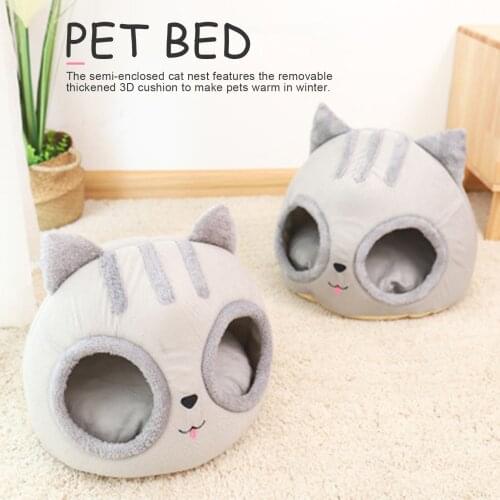 Super Soft Cat Bed Comfort Little Mat Basket Cat Head Shaped For CatHouse Pet Tent Cozy Cave Beds Indoor Pet Sleep Elegant