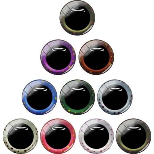 TAFREE 12/15/16/18/20/25/30 mm Mixed Eyes Round Colorful Glass Cabochon Flatback Photo Dome Accessory Pendant Base EY407