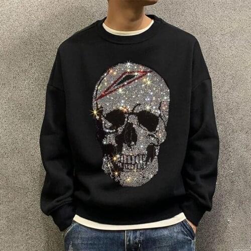 High Quality Winter Hoody Original Hot Diamond Mens Hoodie Oversized Hip-Hop Youth Popular Korean Pullover Plus Velvet 5XL
