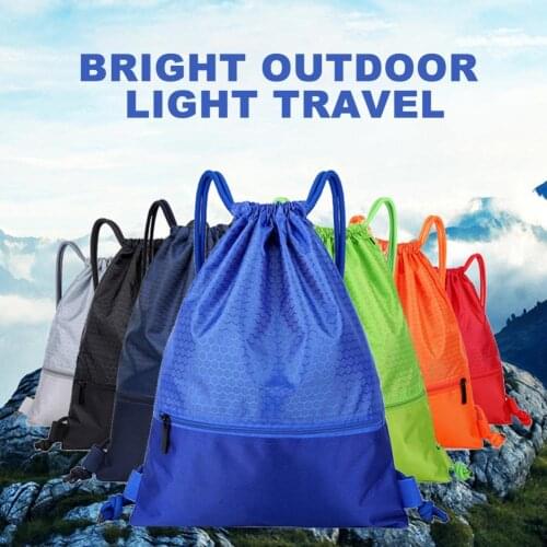 Large Capacity Nylon Waterproof Zipper Drawstring Backpack Outdoor Sport Fitness Storage Bag Thick Rope Polyester Ball Bag