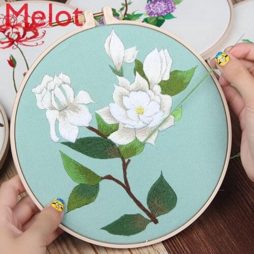 Embroidery Ribbon Embroidery Handmade Beginner Ancient Style Material Package Circular Fan Suzhou Embroidery Poke Embroidery