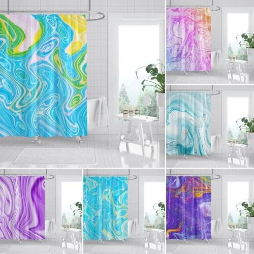 Marble Pattern Bath Curtain Anti-peeping Shower Curtains Geometric Printed Curtain For Bathroom With Hooks 180*200cm