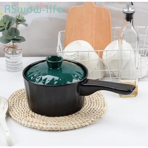 1.6L Ceramic Milk Pot Single Handle Small Casserole Multi-function Household Non-stick Pot Casserole with Lid For Soup Pot