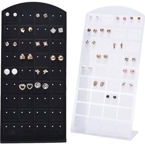 1Pc Black/Transparent Jewelry Earring Ear Studs Organizer Stand Holder Show Clear Display Rack Showcase