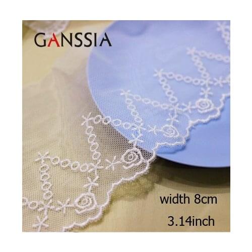 1yrd/lot Width:8cm Embroidery Rose Lace Natural color Laces Cotton Crochet Lace (SS-1023)