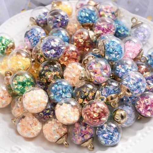 10Pcs/lot 16mm Round Transparent Glass Beads Sequin Pendant for Diy Jewelry Making Bracelets and Earrings Accessories