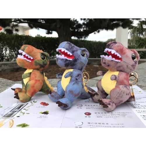 12Pcs tyrannosau cle Big eyes Colorful Dinosaur Dino Keychain Plush Lizard Pendants Toys for backpack kids gif Bulk wholesale 5"