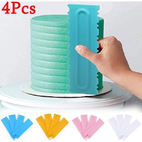 4Pcs/Set Cream Scraper Irregular Teeth Edge DIY Scraper Cake Baking Pastry Decorating Cutters Baking Spatulas Tools