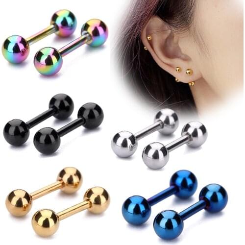 5Pcs Medical Titanium Steel Stud Earring Small Ball Screws Small Earrings Male Ear Bone Nail Lip Cartilage Piercing Body Jewelry