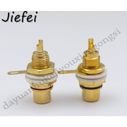6Pcs high quality Panel Mount Gold Plated RCA Female plug Jack Audio Socket Amplifier Chassis Phono Connector with nut solder
