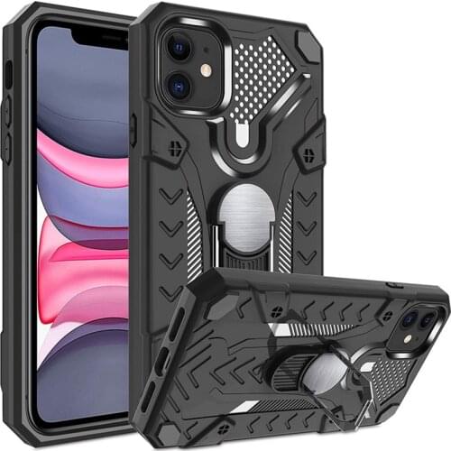 Military Grade Armor Shockproof Case For iPhone 12 Mini 11 Pro Xs Max XR X 7 8 Plus SE 2020 Magnetic Metal Ring Stand Back Cover