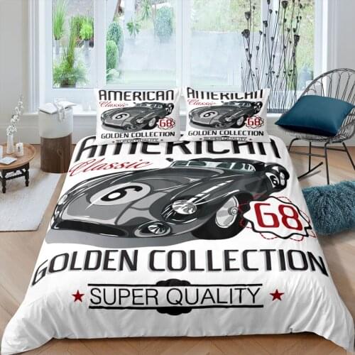 White Racing Car Bedding Set With Pillowcase Red Bedclothes Fantastic Cars Duvet Cover Kids Boys Bedlinen Decor Home