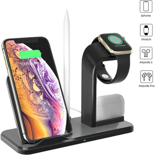 3 in 1 Wireless Charger Fast Charging Dock Station Stand Removable Fast Charger for iPhone Apple Watch Pencil Earphone 1 2 Pro