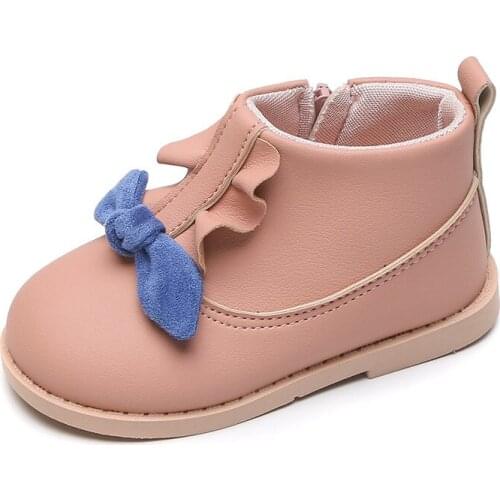 Girls boots 2020 autumn and winter new little princess short boots children baby soft bottom plus cashmere boots