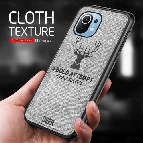 Mi11 lite case 3d deer pattern cloth fabric covers xiomi xaomi xiami mi 11 lite 11lite light pro silicone frame shockproof coque