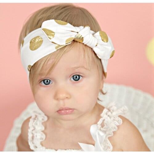 Baby Infant Bronzing Dot Hair Band Girls Bowknot Turban Headband Elastic Headwrap Props Kids Bowknot Hair Accessories For Child