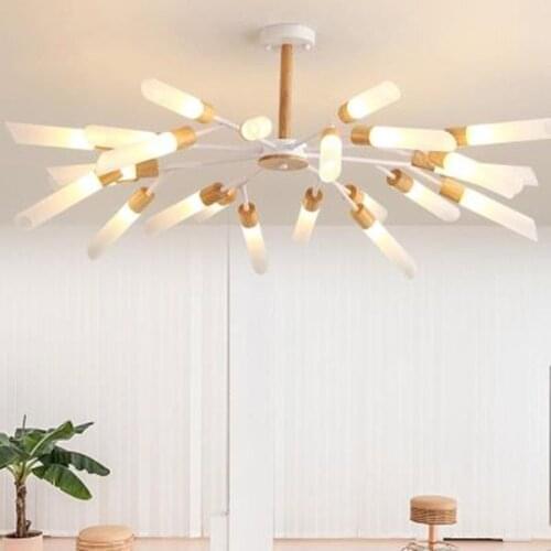 Designer Chandelier For Living Room Modern White Lustre Wooden Bedroom Lighting Nordic Surface Mounted Chandeliers