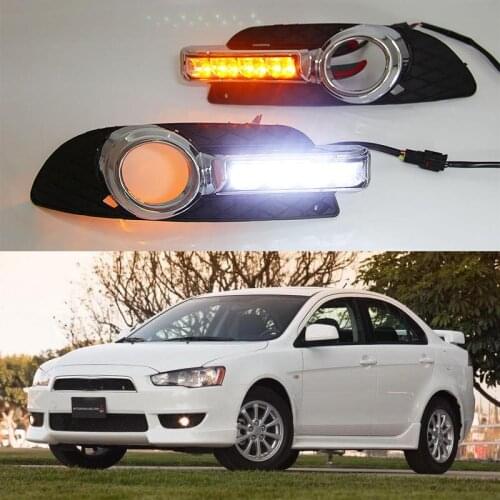 For Mitsubishi Lancer 2008 2009 2010 2011 2012 LED DRL Daytime Running Light With Turn Signal