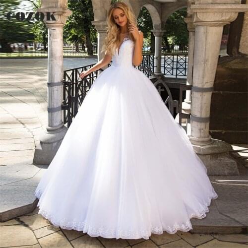 Elegant Ball Gown Floor Length Wedding Dress Tulle Lace Crystal Plus Size Bride Wedding Gowns Custom Size CZ54