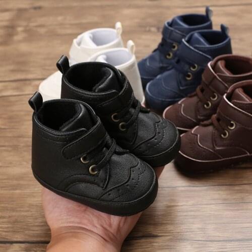 Focusnorm New Fashion Baby Boys Girls Sneakers Leather Sports Crib Soft First Walker Shoes First Walkers for 0-18M