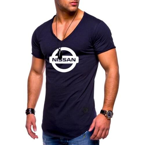 Summer New Men’s T-shirt Nissan Car Logo print casual Cotton short sleeve Fashion V-neck Hip Hop Harajuku Mens T-shirt
