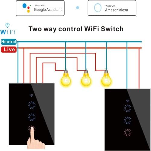 US TUYA Dual-Control Smart Switch Smart Touch Switche That can Mutually Control The Same Light Work with Alexa Google Home